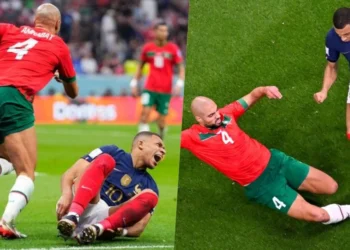 Tắc bóng nguy hiểm của "đá tảng" Morocco với Kylian Mbappe